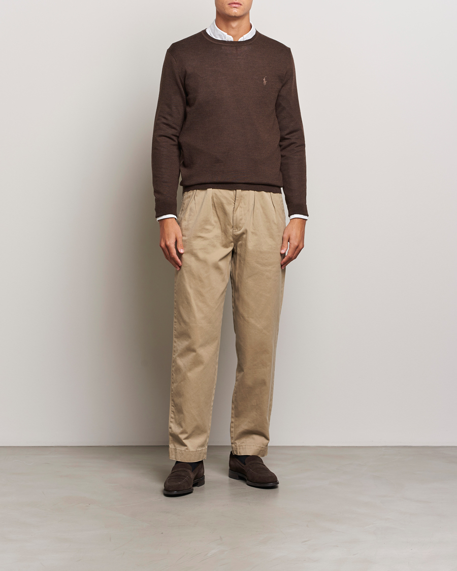Heren | Truien | Polo Ralph Lauren | Merino Crew Neck Pullover Cacao Brown Heather