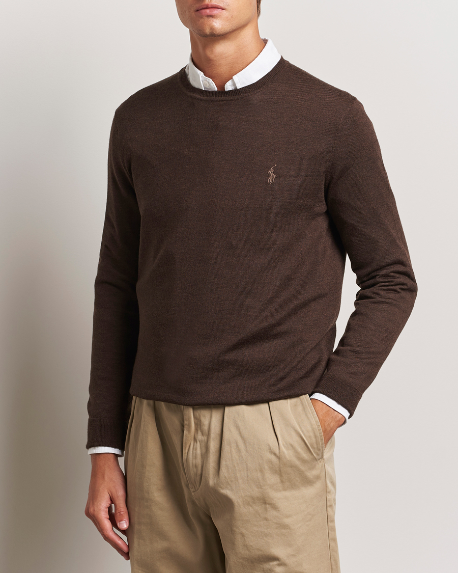 Heren | Truien | Polo Ralph Lauren | Merino Crew Neck Pullover Cacao Brown Heather