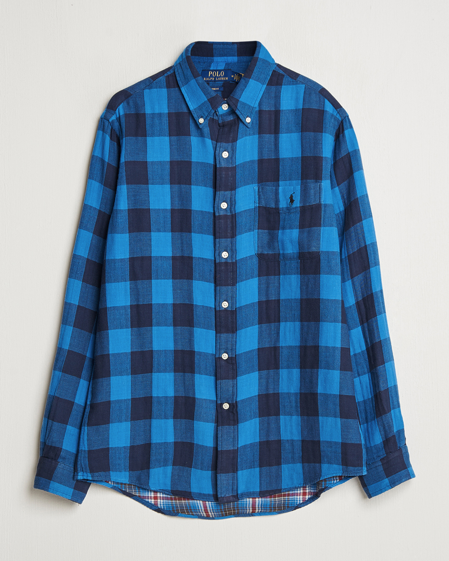 Heren | Overhemden | Polo Ralph Lauren | Double Face Custom Fit Check Shirt Royal/Black