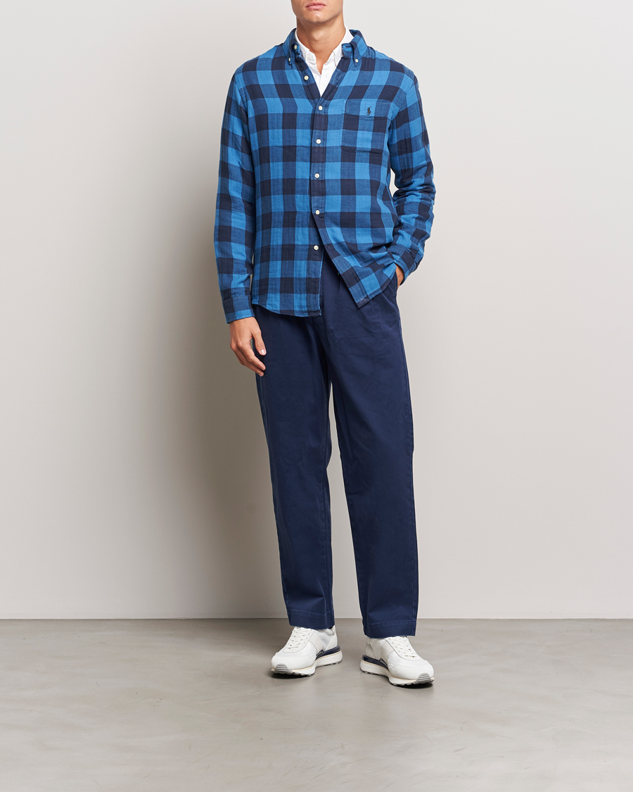 Heren | Overhemden | Polo Ralph Lauren | Double Face Custom Fit Check Shirt Royal/Black