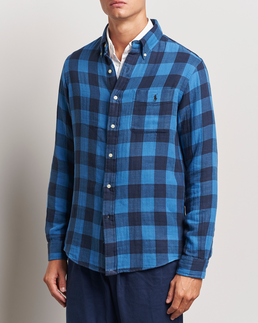 Heren | Overhemden | Polo Ralph Lauren | Double Face Custom Fit Check Shirt Royal/Black