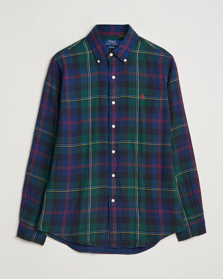 Heren | Overhemden | Polo Ralph Lauren | Custom Fit Double Faced Checked Shirt Green/Indigo