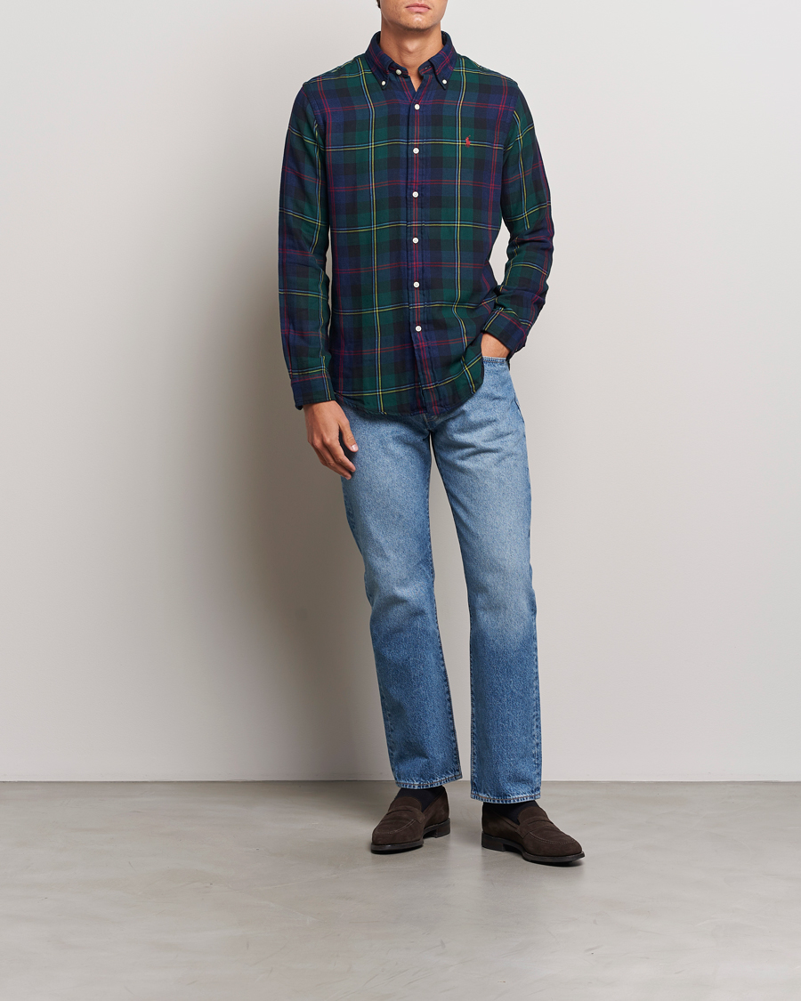 Heren | Overhemden | Polo Ralph Lauren | Custom Fit Double Faced Checked Shirt Green/Indigo