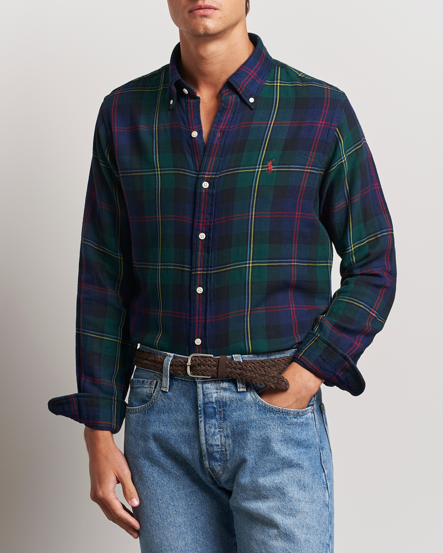 Heren | Overhemden | Polo Ralph Lauren | Custom Fit Double Faced Checked Shirt Green/Indigo