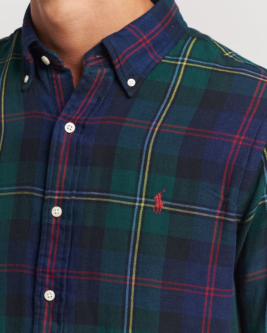 Heren | Overhemden | Polo Ralph Lauren | Custom Fit Double Faced Checked Shirt Green/Indigo