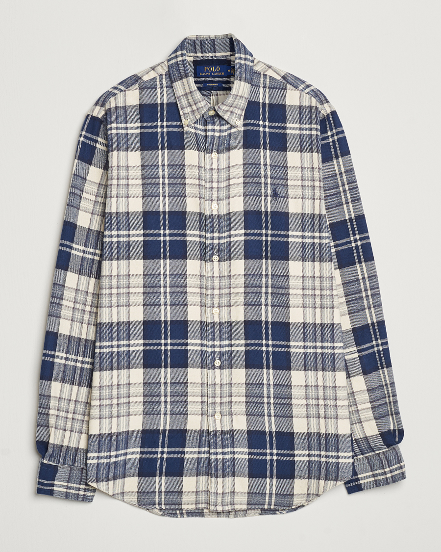 Heren | Overhemden | Polo Ralph Lauren | Custom Fit Brushed Flannel Checked Shirt Off White