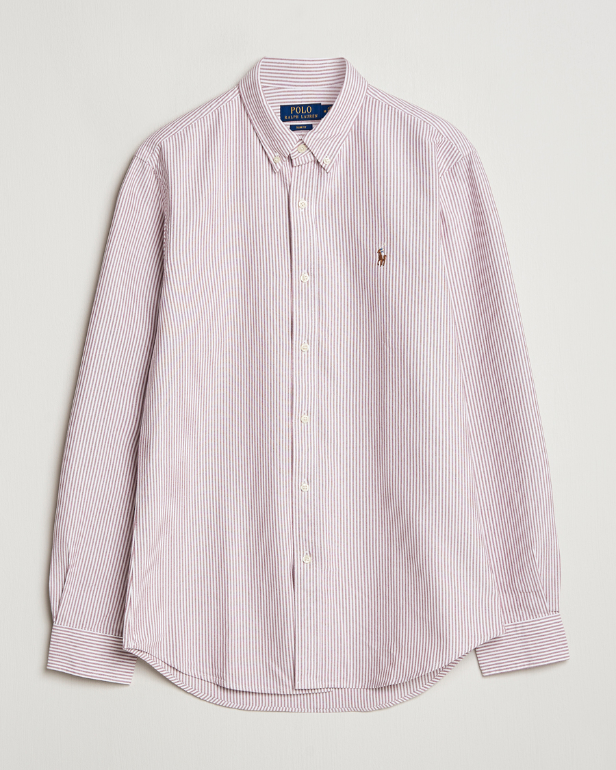 Heren | Overhemden | Polo Ralph Lauren | Slim Fit Striped Oxford Shirt Wine/White
