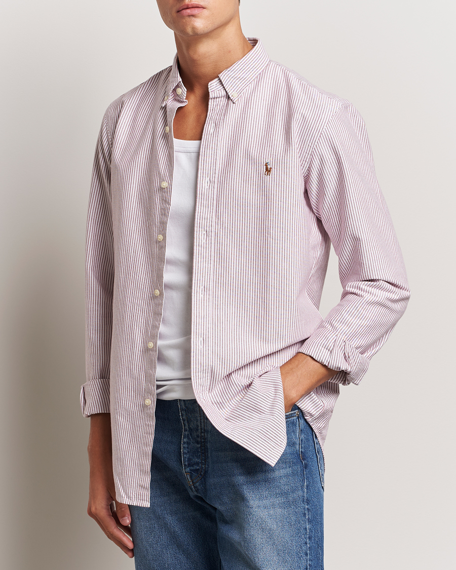 Heren | Overhemden | Polo Ralph Lauren | Slim Fit Striped Oxford Shirt Wine/White