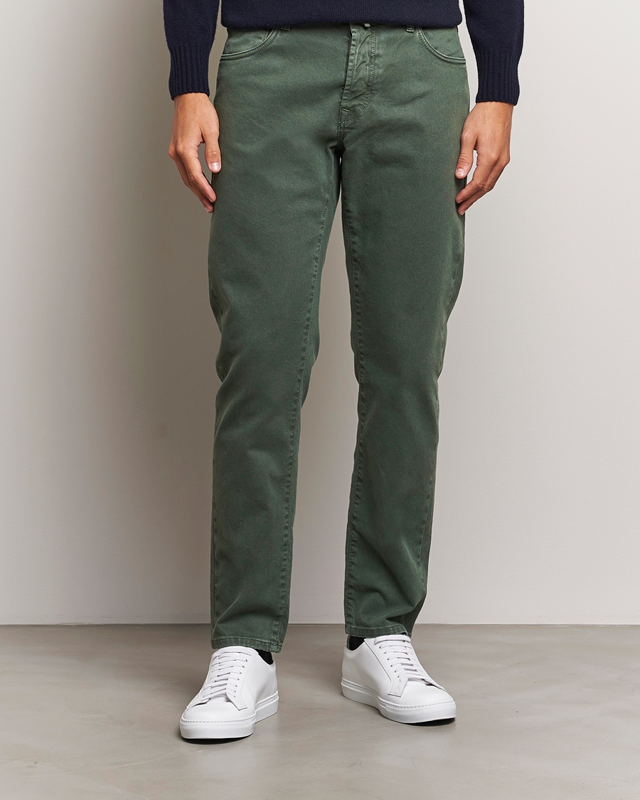 Heren | Broeken | Incotex | 5-Pocket Bull Denim Pants Dark Green