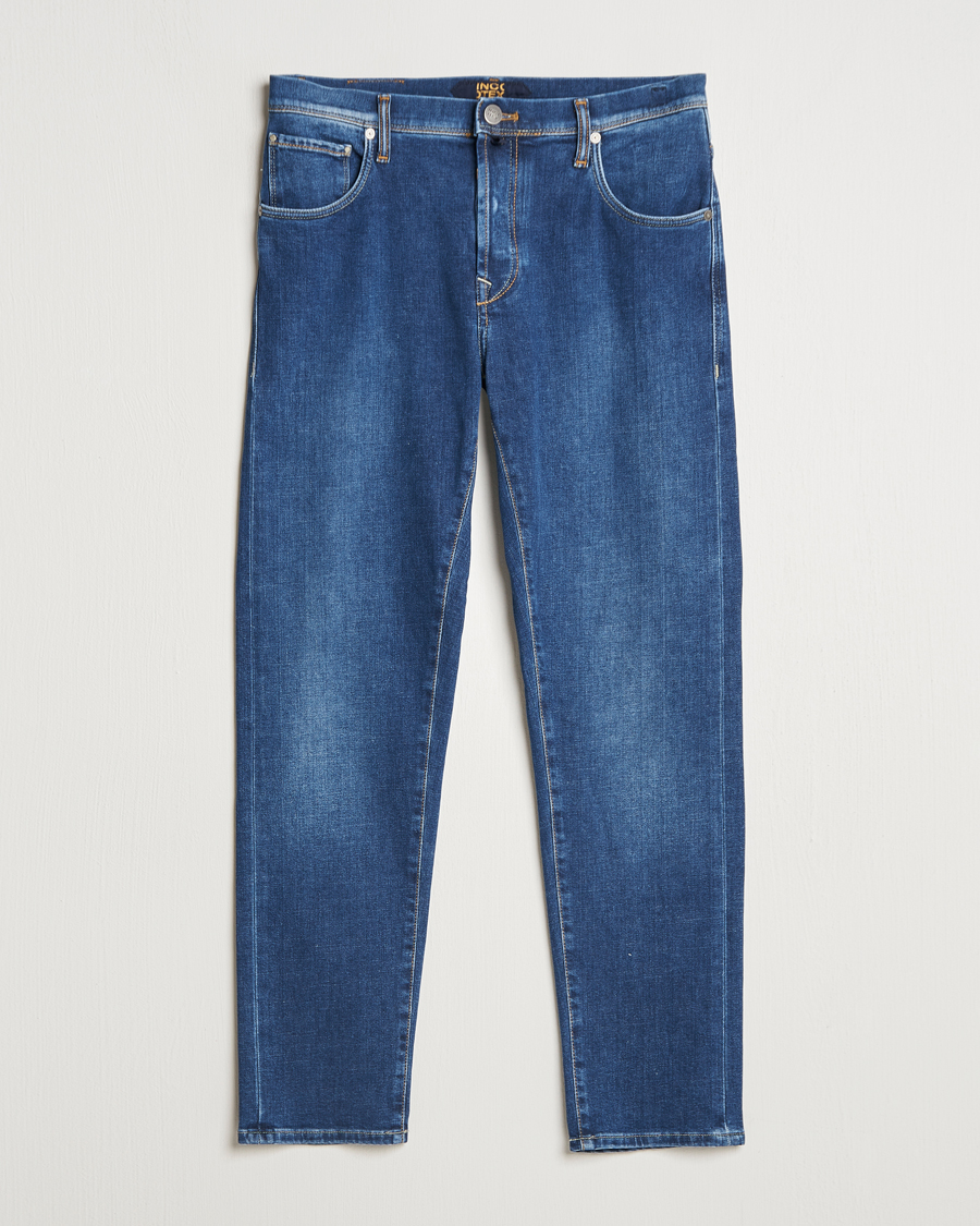 Heren | Jeans | Incotex | 5-Pocket Stretch Denim Medium Blue