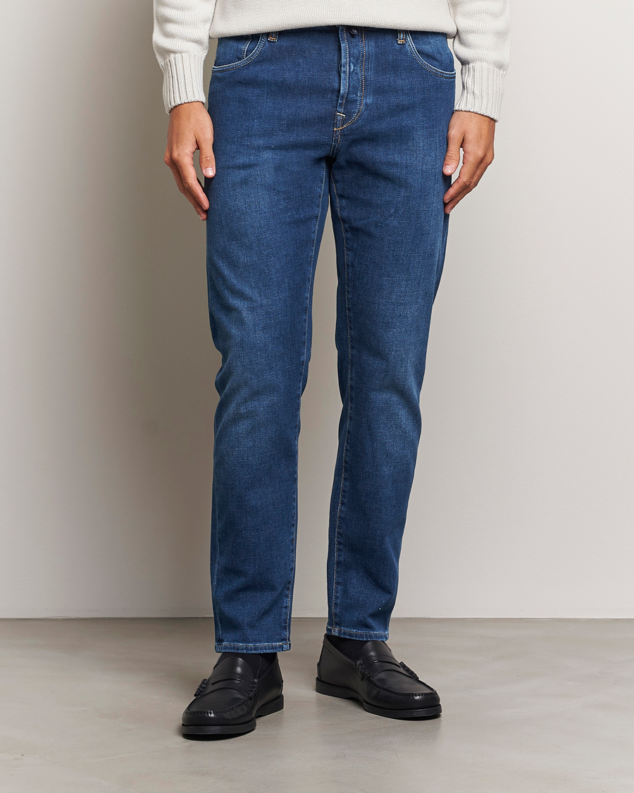 Heren | Jeans | Incotex | 5-Pocket Stretch Denim Medium Blue
