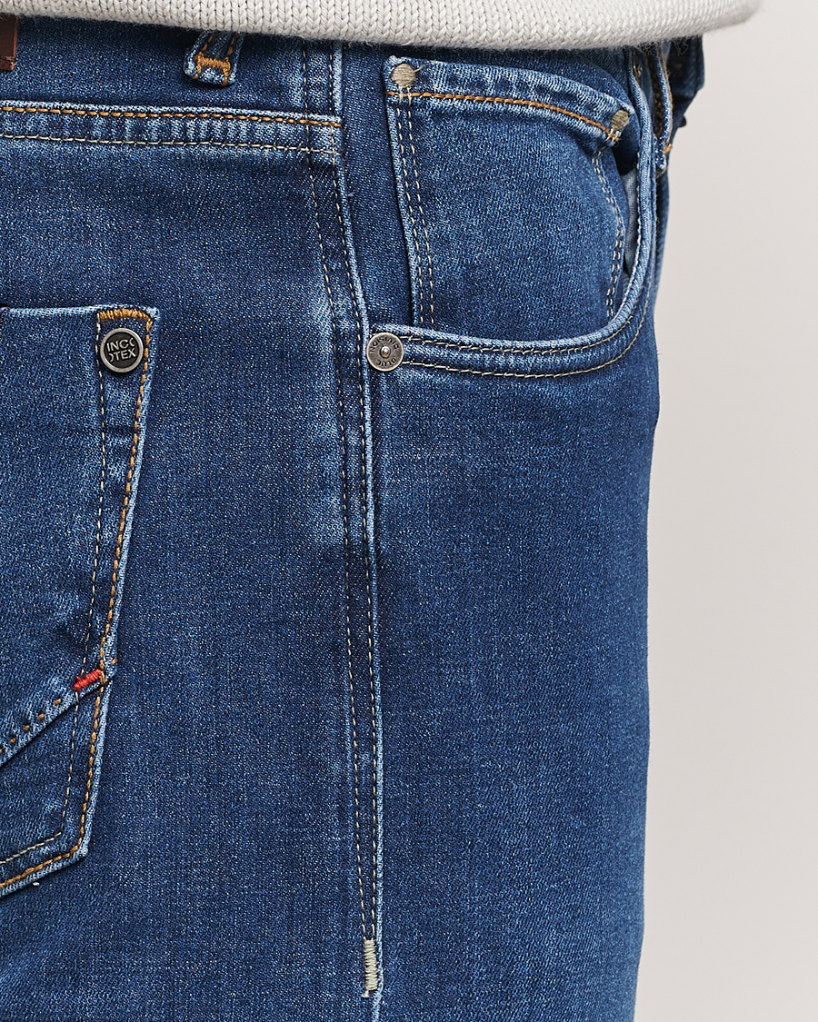 Heren | Jeans | Incotex | 5-Pocket Stretch Denim Medium Blue