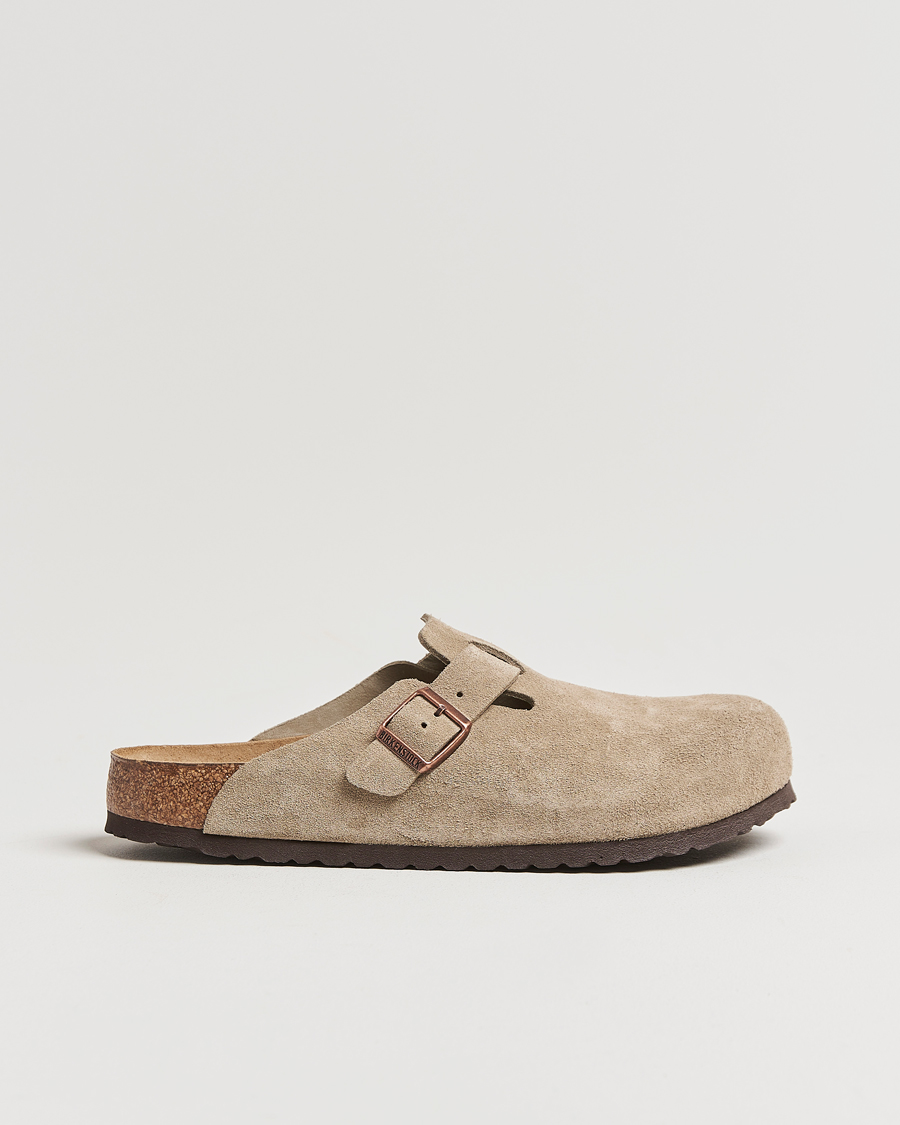 Heren | Sandalen slides | BIRKENSTOCK | Boston Soft Footbed Taupe Suede