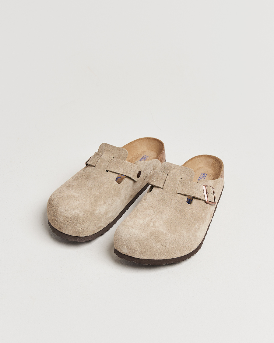 Heren | Sandalen slides | BIRKENSTOCK | Boston Soft Footbed Taupe Suede