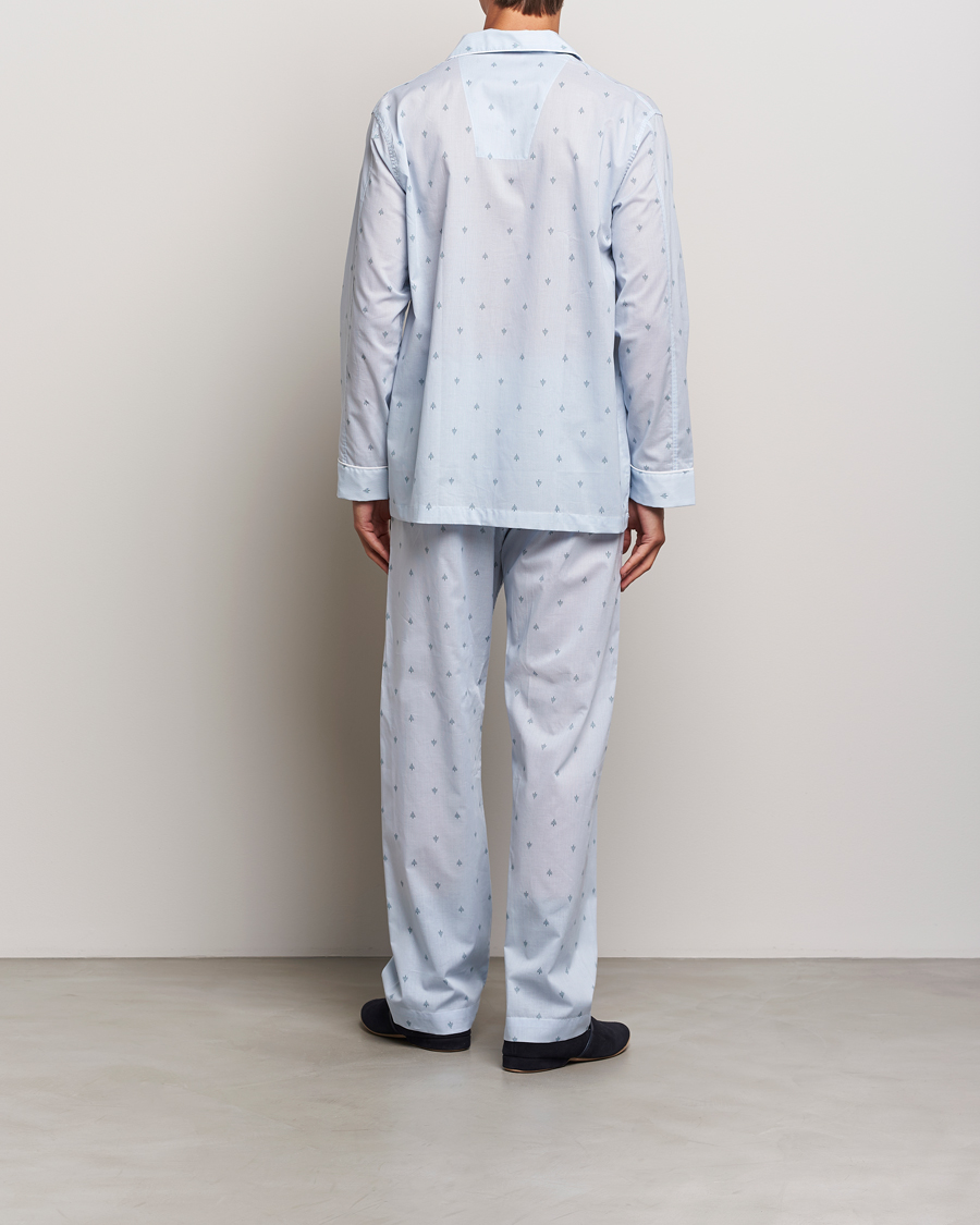 Heren | Derek Rose Piped Cotton Pyjama Set Blue | Derek Rose | Piped Cotton Pyjama Set Blue