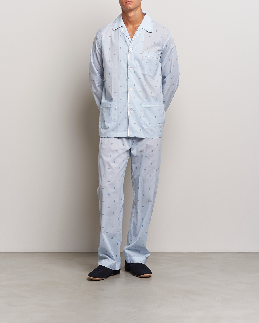 Heren | Derek Rose Piped Cotton Pyjama Set Blue | Derek Rose | Piped Cotton Pyjama Set Blue