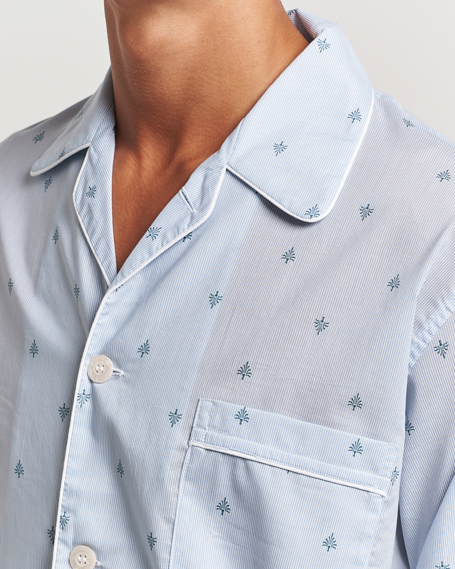 Heren | Derek Rose Piped Cotton Pyjama Set Blue | Derek Rose | Piped Cotton Pyjama Set Blue