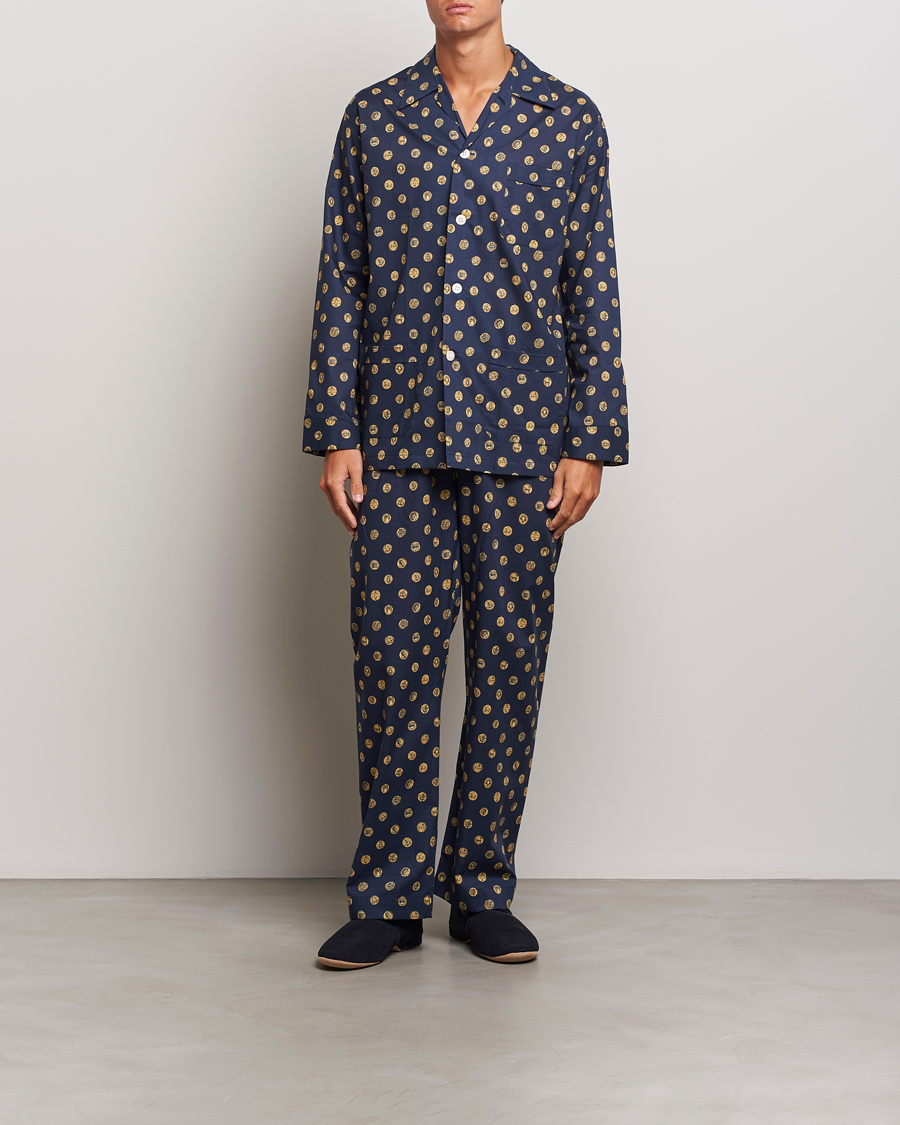Heren | Pyjama's en gewaden | Derek Rose | Printed Cotton Pyjama Set Navy