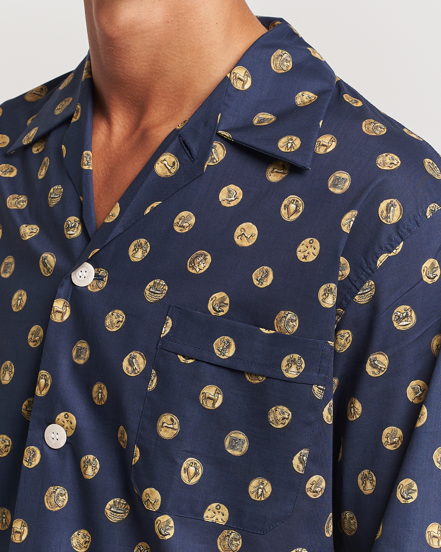 Heren | Pyjama's en gewaden | Derek Rose | Printed Cotton Pyjama Set Navy