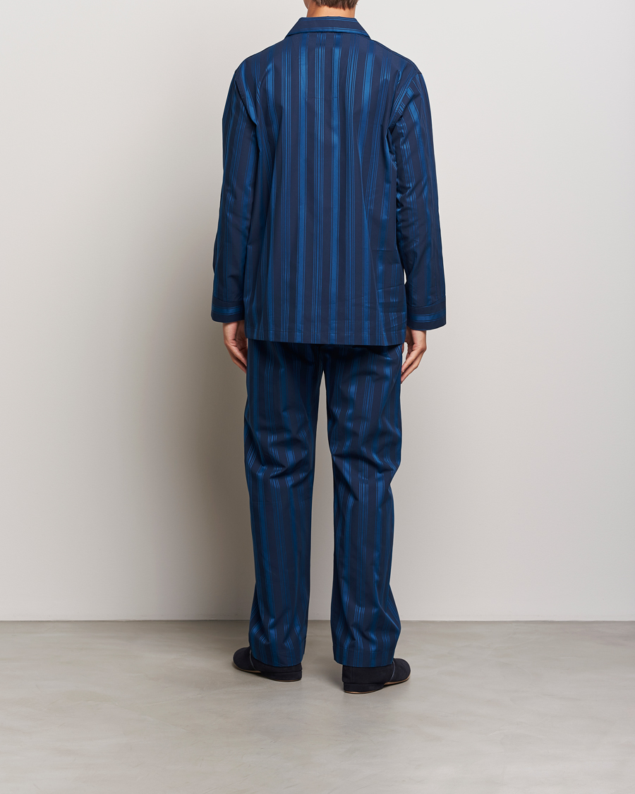 Heren | Derek Rose Striped Cotton Pyjama Set Navy | Derek Rose | Striped Cotton Pyjama Set Navy