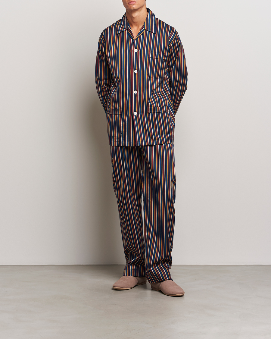 Heren | Derek Rose Striped Cotton Pyjama Set Navy | Derek Rose | Striped Cotton Pyjama Set Navy