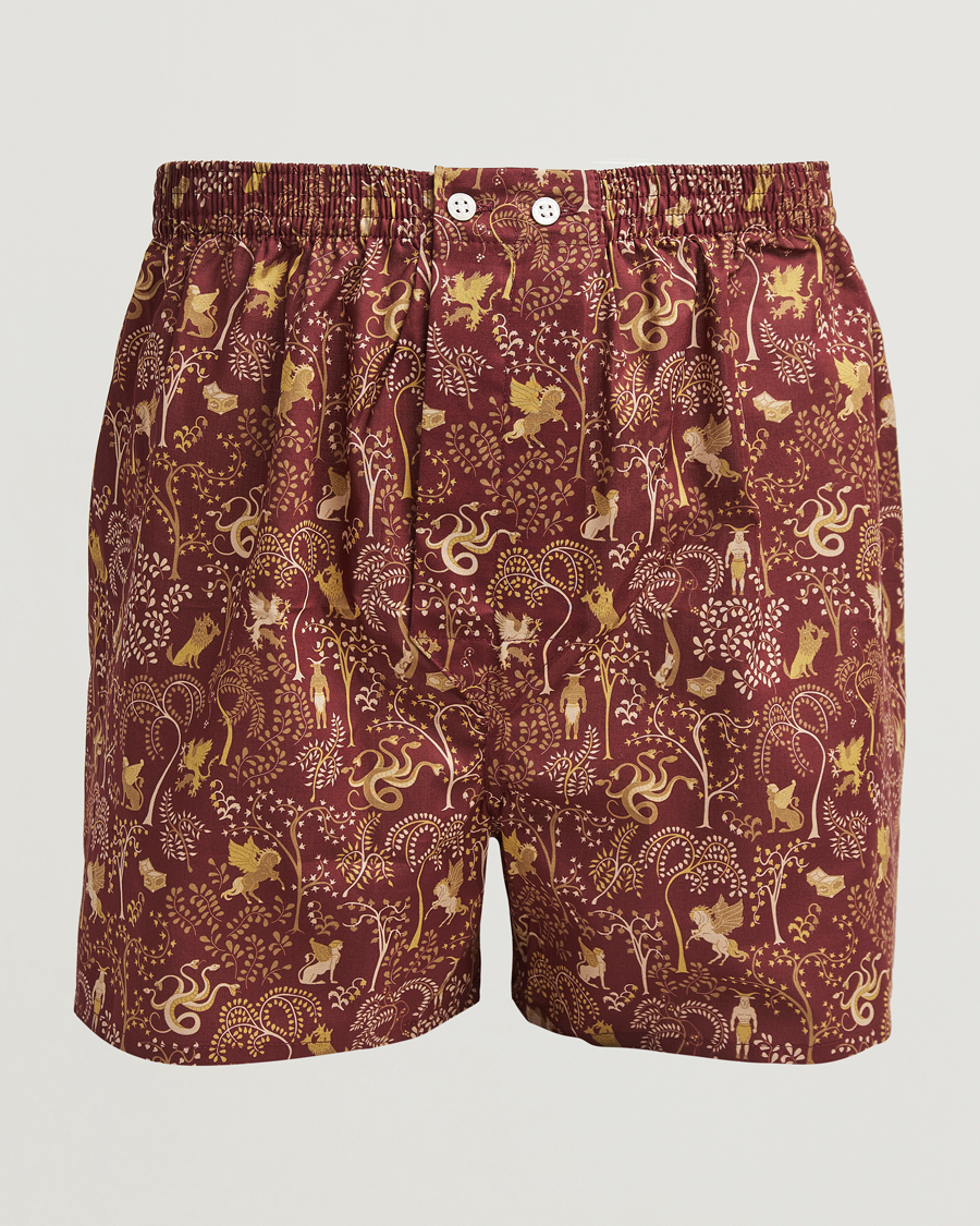 Heren | Ondergoed | Derek Rose | Classic Fit Woven Cotton Boxer Shorts Burgundy