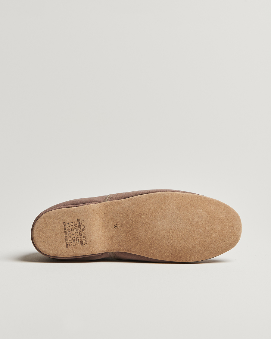 Heren | Derek Rose Crawford Sheepskin Suede Slippers Beige | Derek Rose | Crawford Sheepskin Suede Slippers Beige