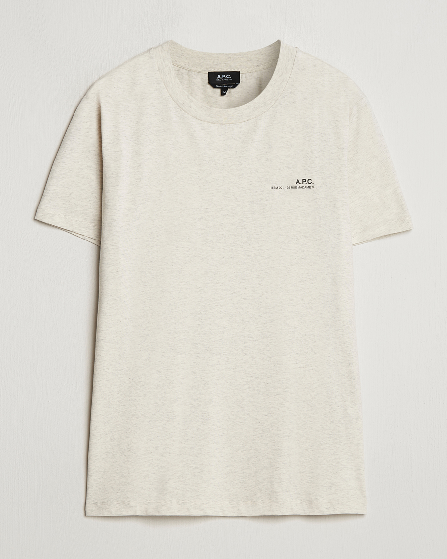 Heren | T-shirts | A.P.C. | Item T-Shirt Ecru Chine