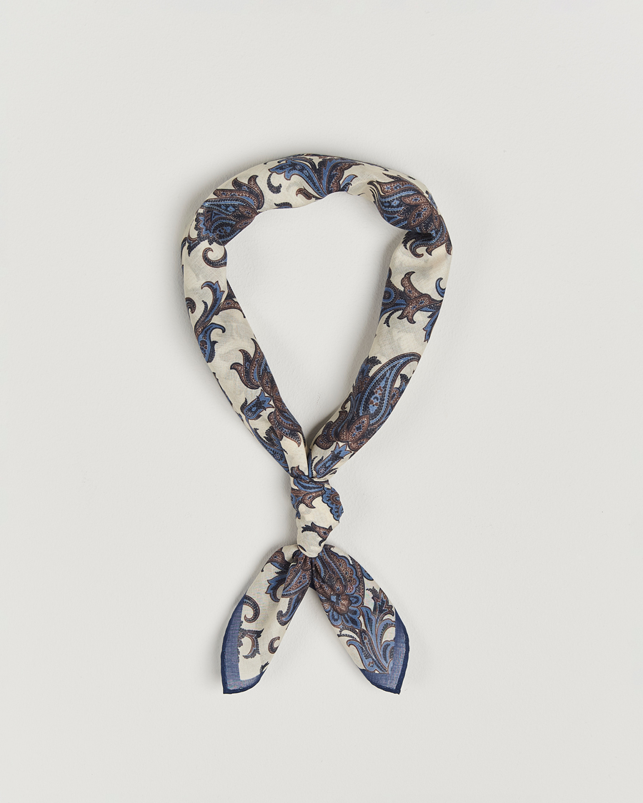 Heren | Amanda Christensen Cotton Voilé Printed Paisley Bandana White | Amanda Christensen | Cotton Voilé Printed Paisley Bandana White