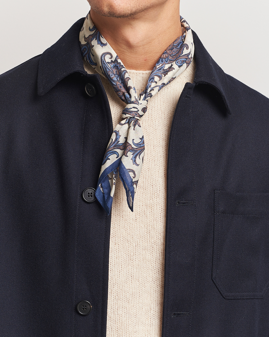 Heren | Amanda Christensen Cotton Voilé Printed Paisley Bandana White | Amanda Christensen | Cotton Voilé Printed Paisley Bandana White