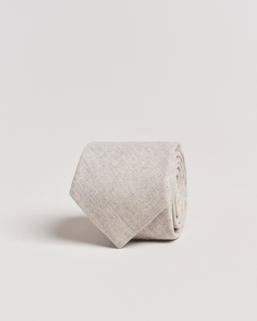 Heren | Amanda Christensen Wool Flannel 8cm Tie Light Beige | Amanda Christensen | Wool Flannel 8cm Tie Light Beige