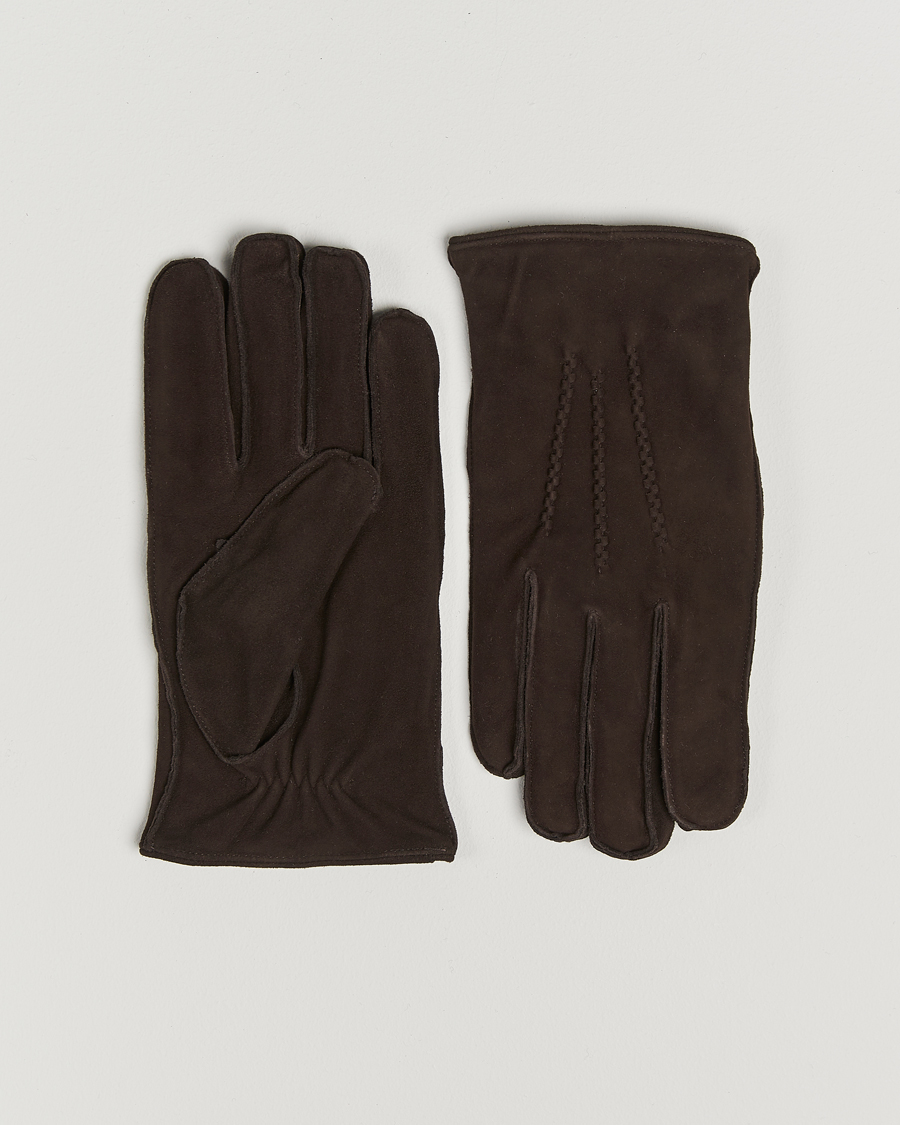 Heren | Amanda Christensen Lined Suede Gloves Brown | Amanda Christensen | Lined Suede Gloves Brown
