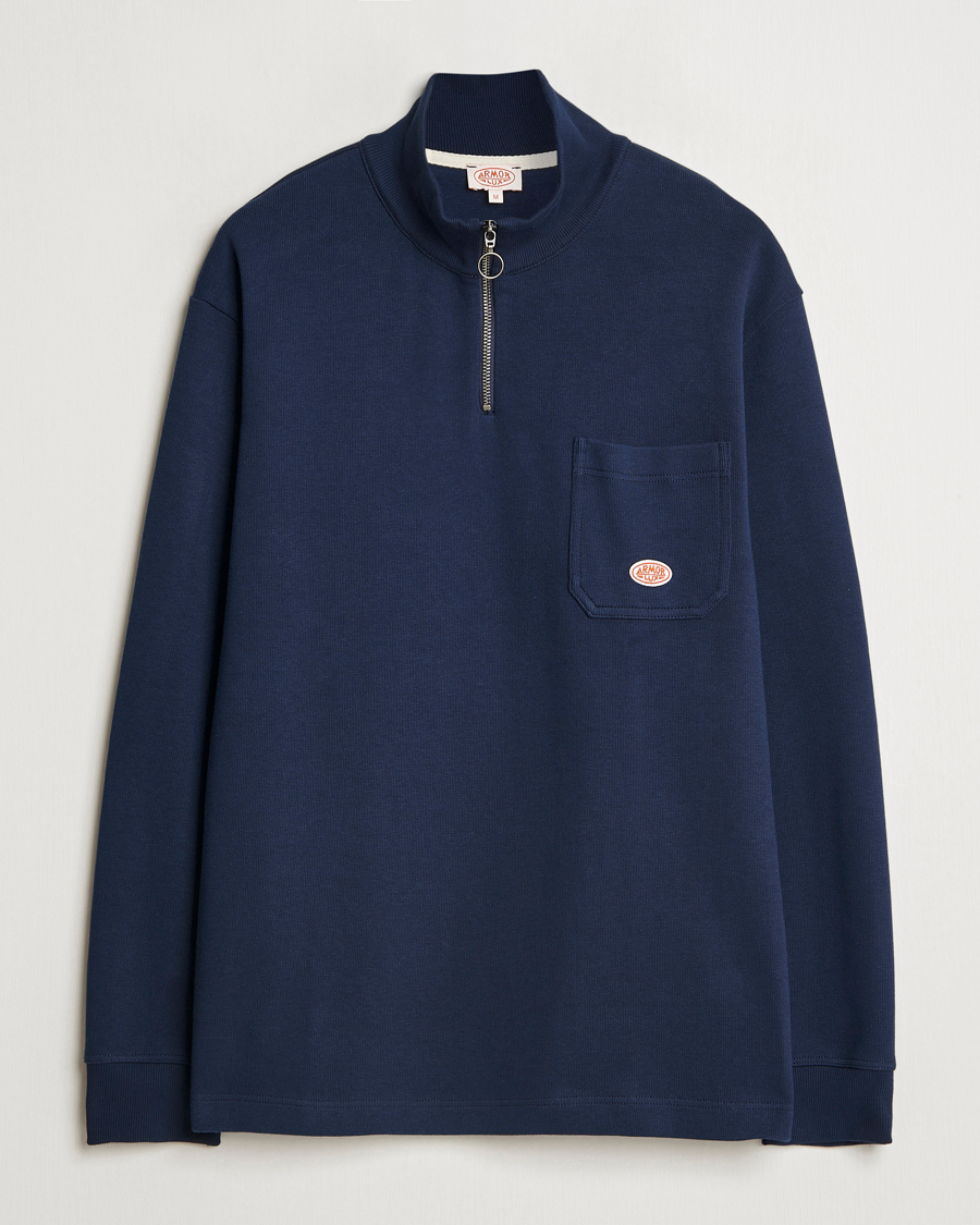 Heren | Truien | Armor-lux | Camionneur Cotton Half Zip Sweater Deep Marine