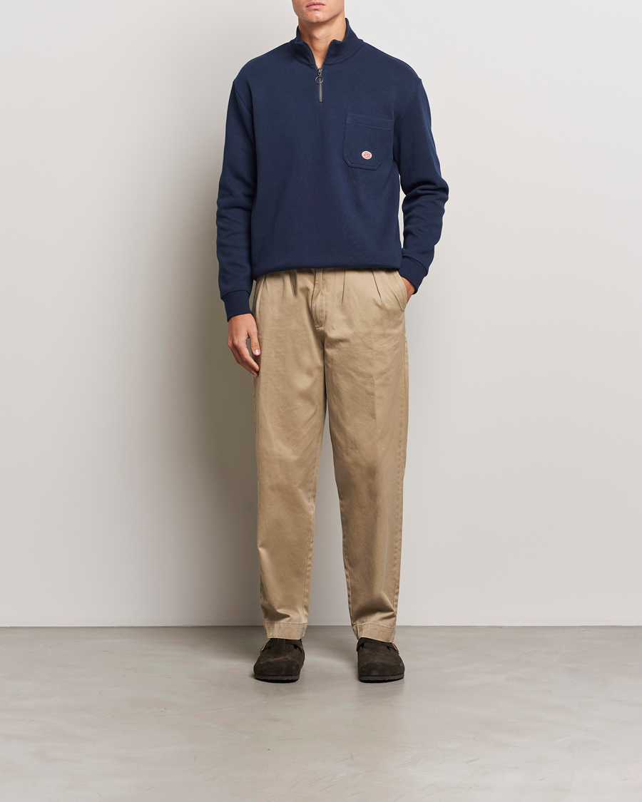 Heren | Truien | Armor-lux | Camionneur Cotton Half Zip Sweater Deep Marine