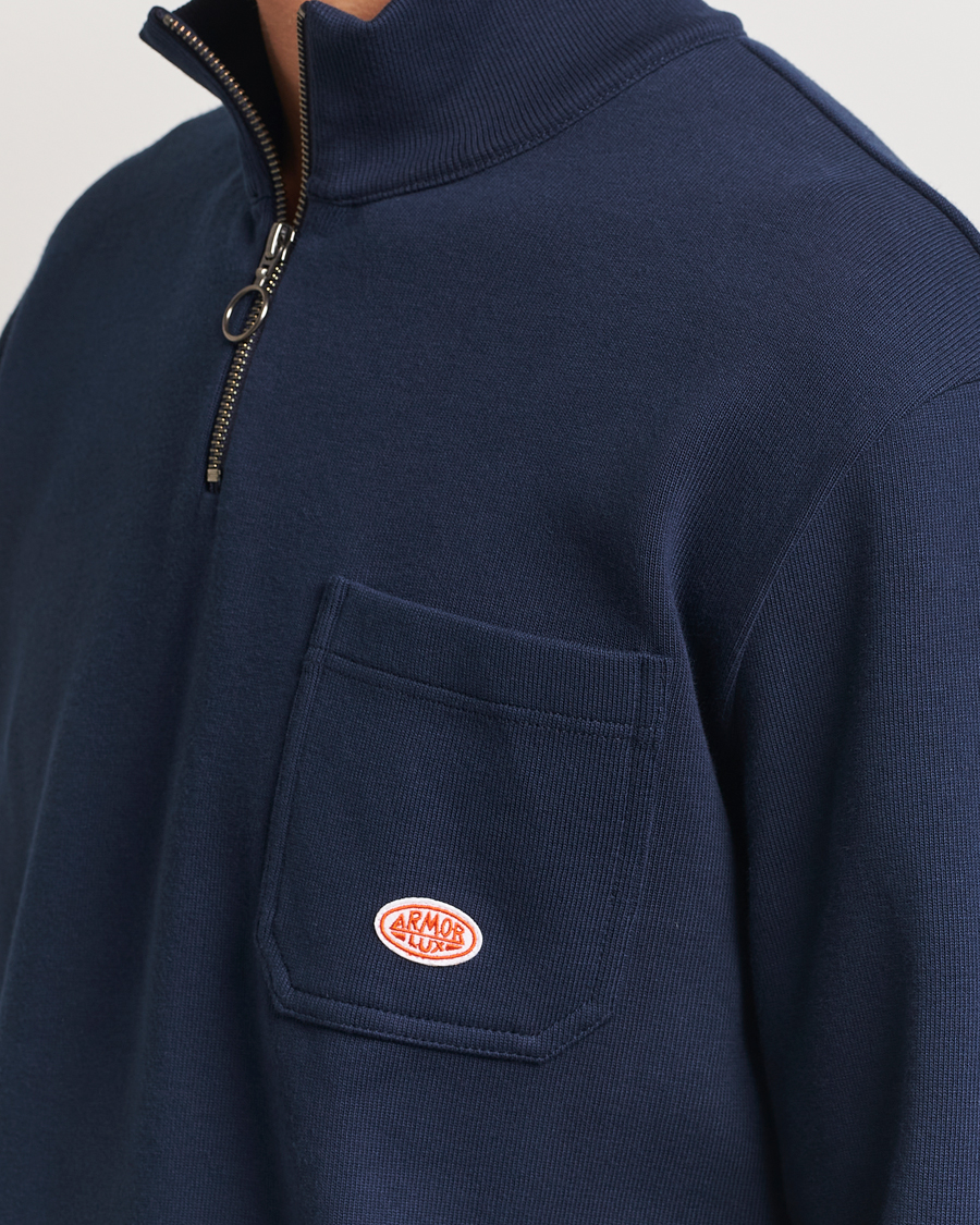 Heren | Truien | Armor-lux | Camionneur Cotton Half Zip Sweater Deep Marine