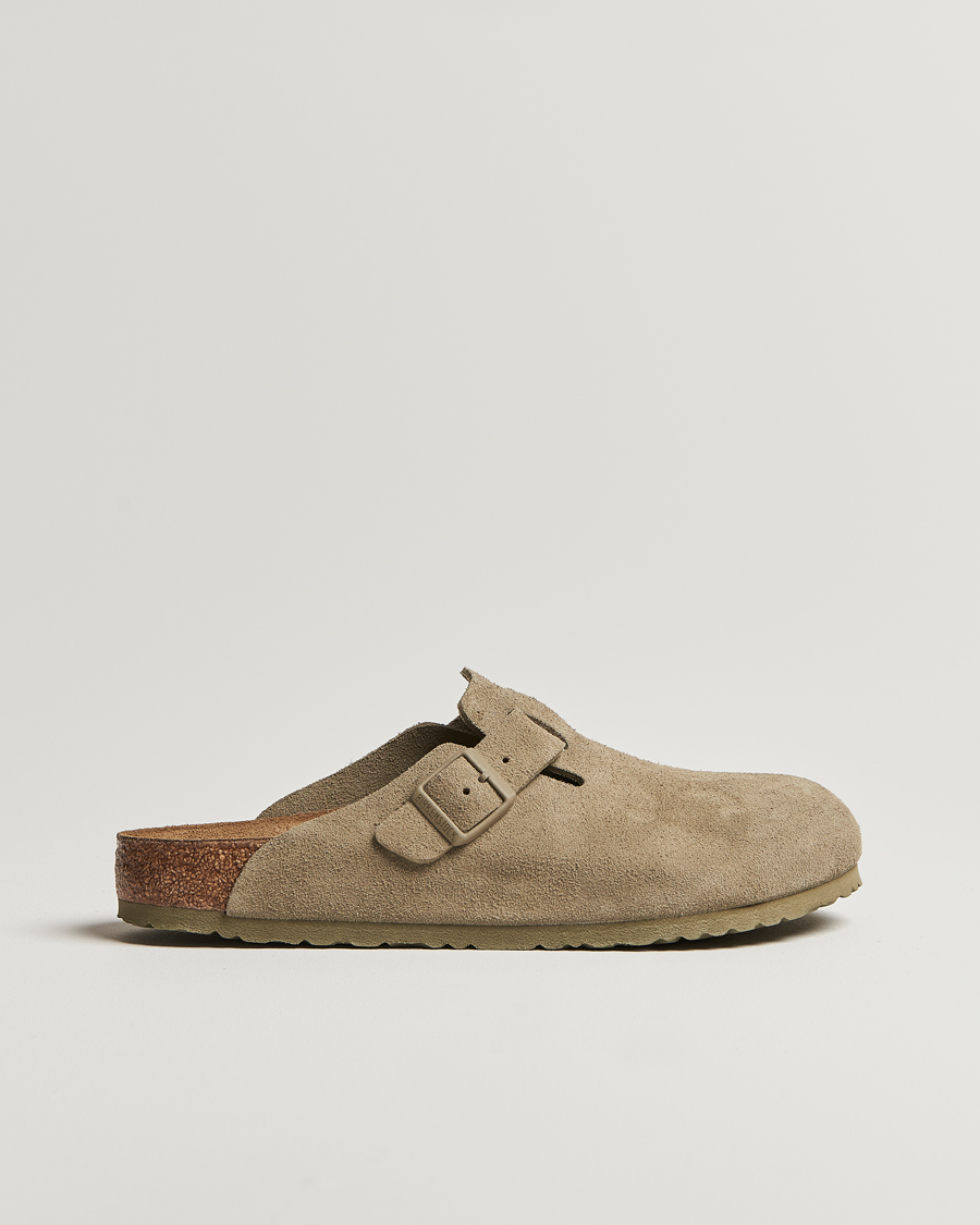 Heren | Sandalen slides | BIRKENSTOCK | Boston Classic Footbed Faded Khaki Suede