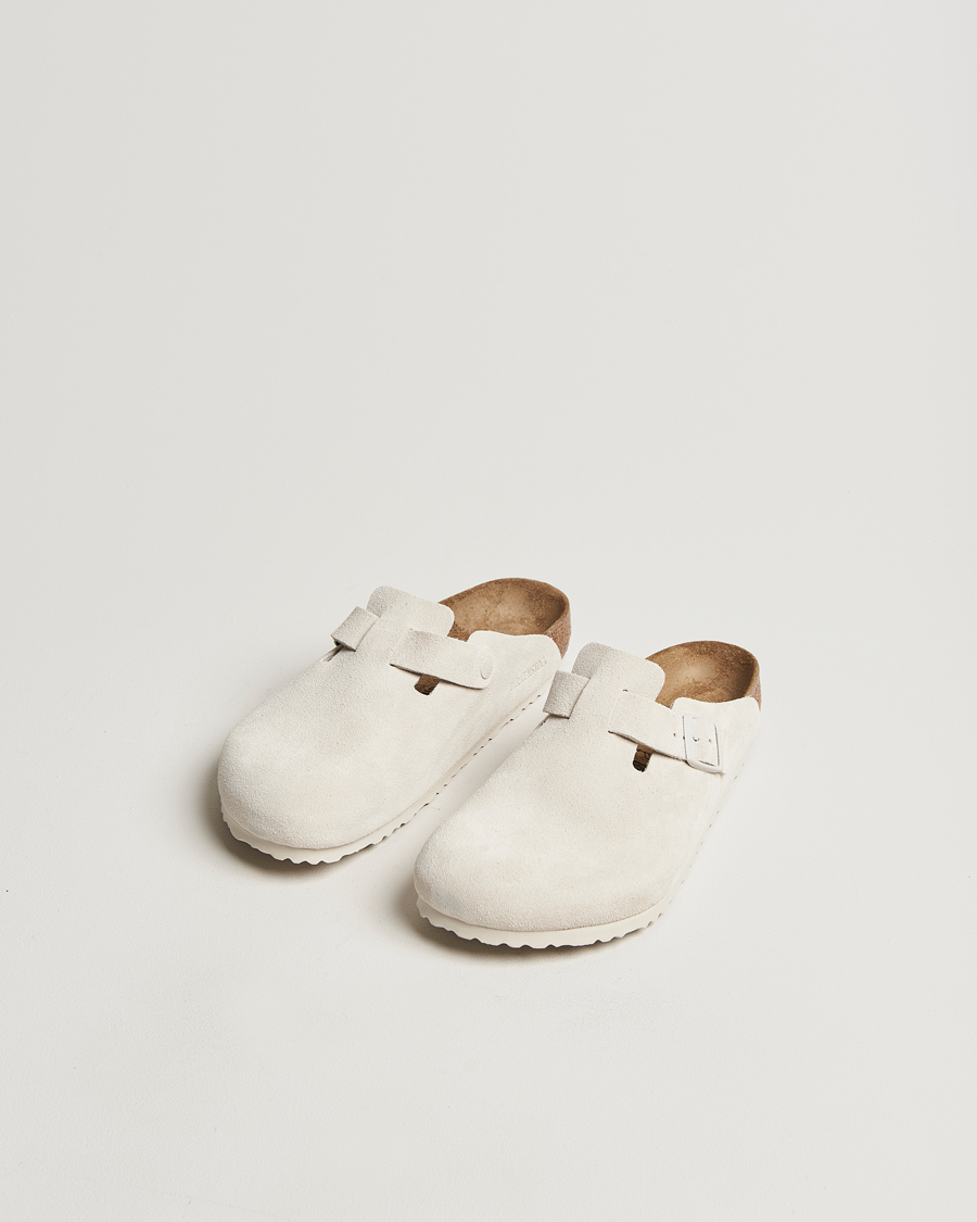 Heren | BIRKENSTOCK Boston Classic Footbed Antique White Suede | BIRKENSTOCK | Boston Classic Footbed Antique White Suede
