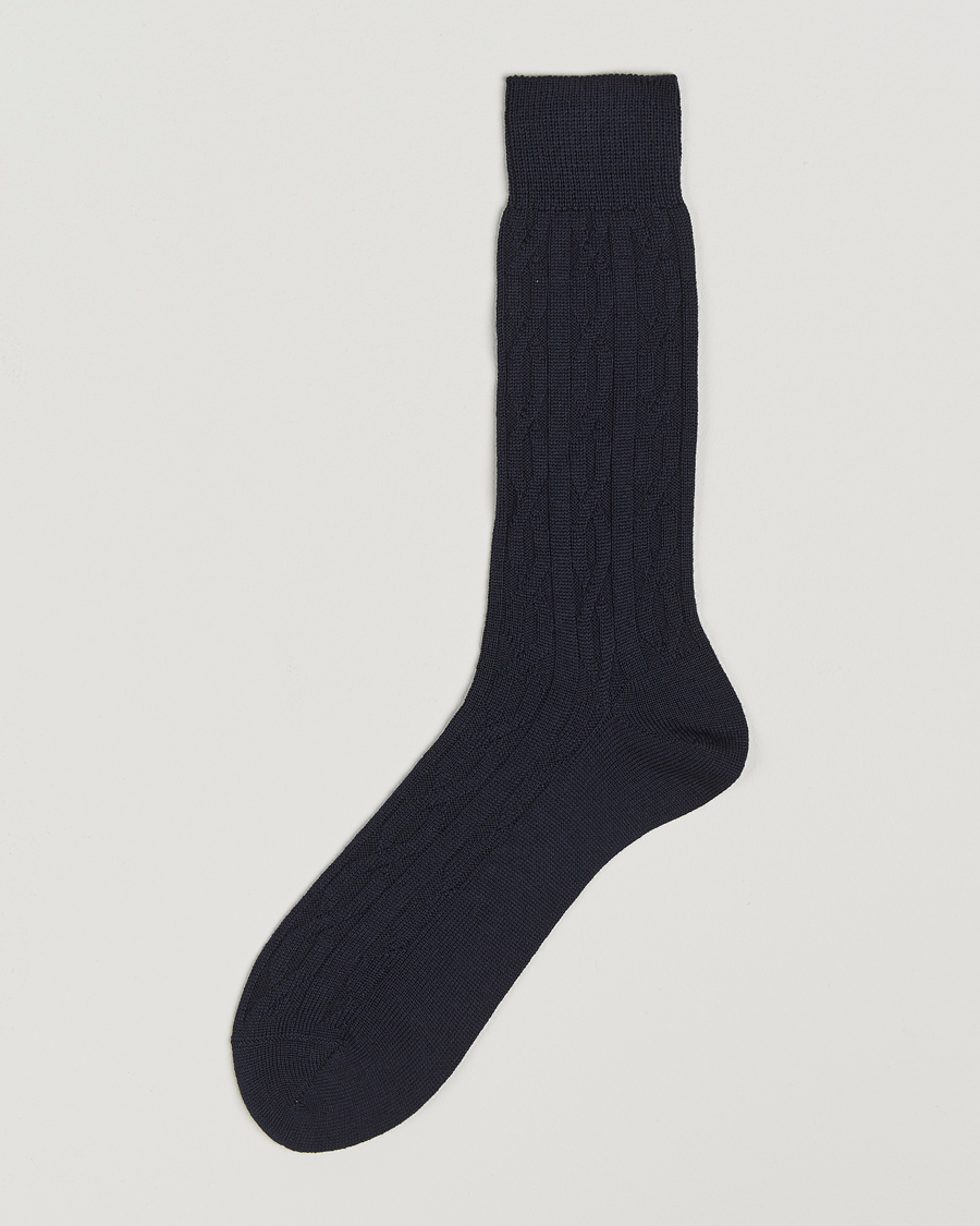 Heren | Ondergoed | Bresciani | Link Ribbed Wool Socks Navy