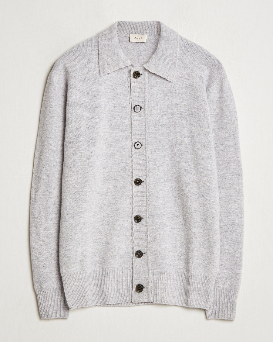 Heren | Truien | Altea | Shetland Collared Cardigan Light Grey