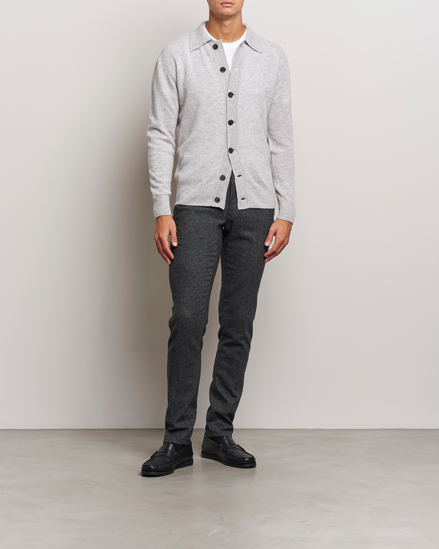 Heren | Truien | Altea | Shetland Collared Cardigan Light Grey