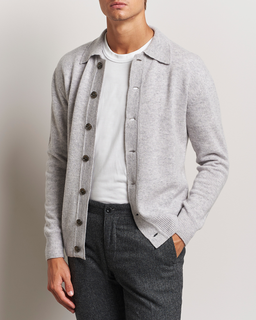 Heren | Truien | Altea | Shetland Collared Cardigan Light Grey