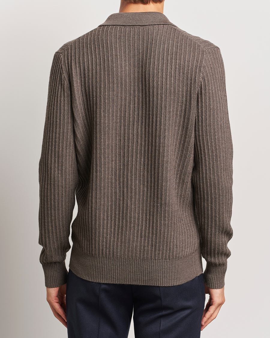 Heren | Truien | Altea | Rib Wool Cardigan Taupe