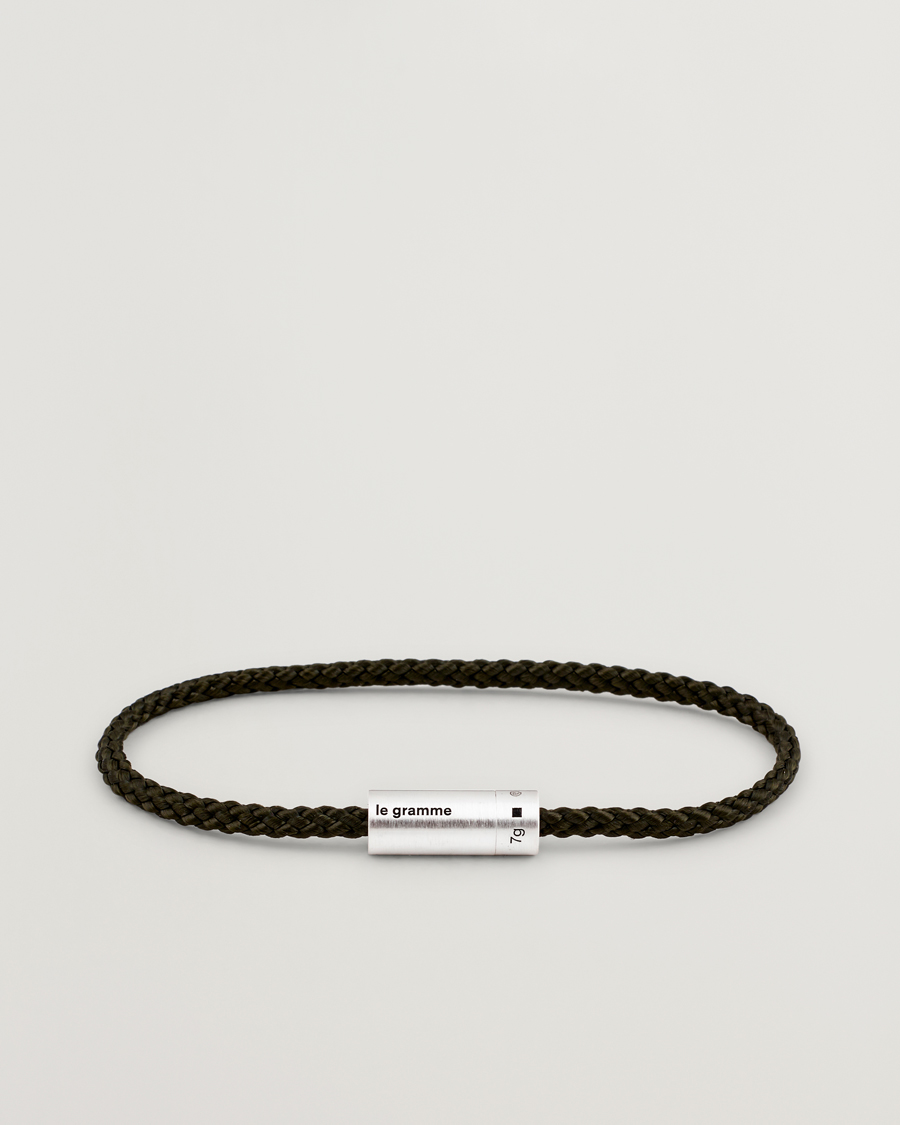 Heren | Sieraden | LE GRAMME | Nato Cable Brushed Bracelet Khaki/Sterling Silver