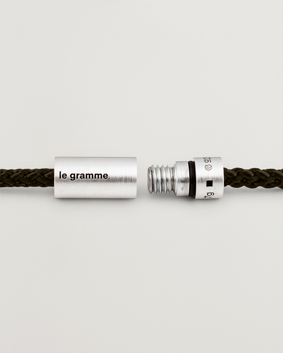 Heren | Sieraden | LE GRAMME | Nato Cable Brushed Bracelet Khaki/Sterling Silver