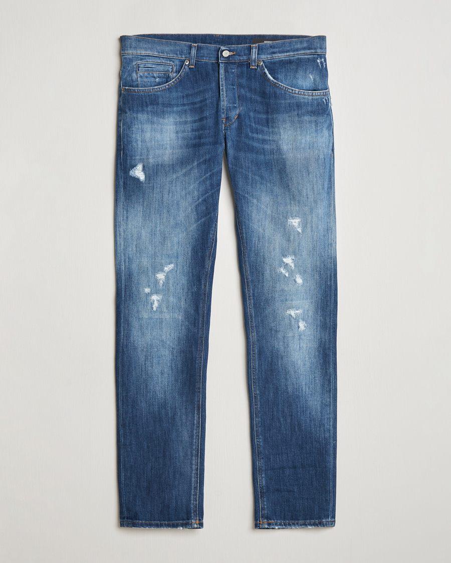 Heren | Jeans | Dondup | George Light Distressed Jeans Medium Blue