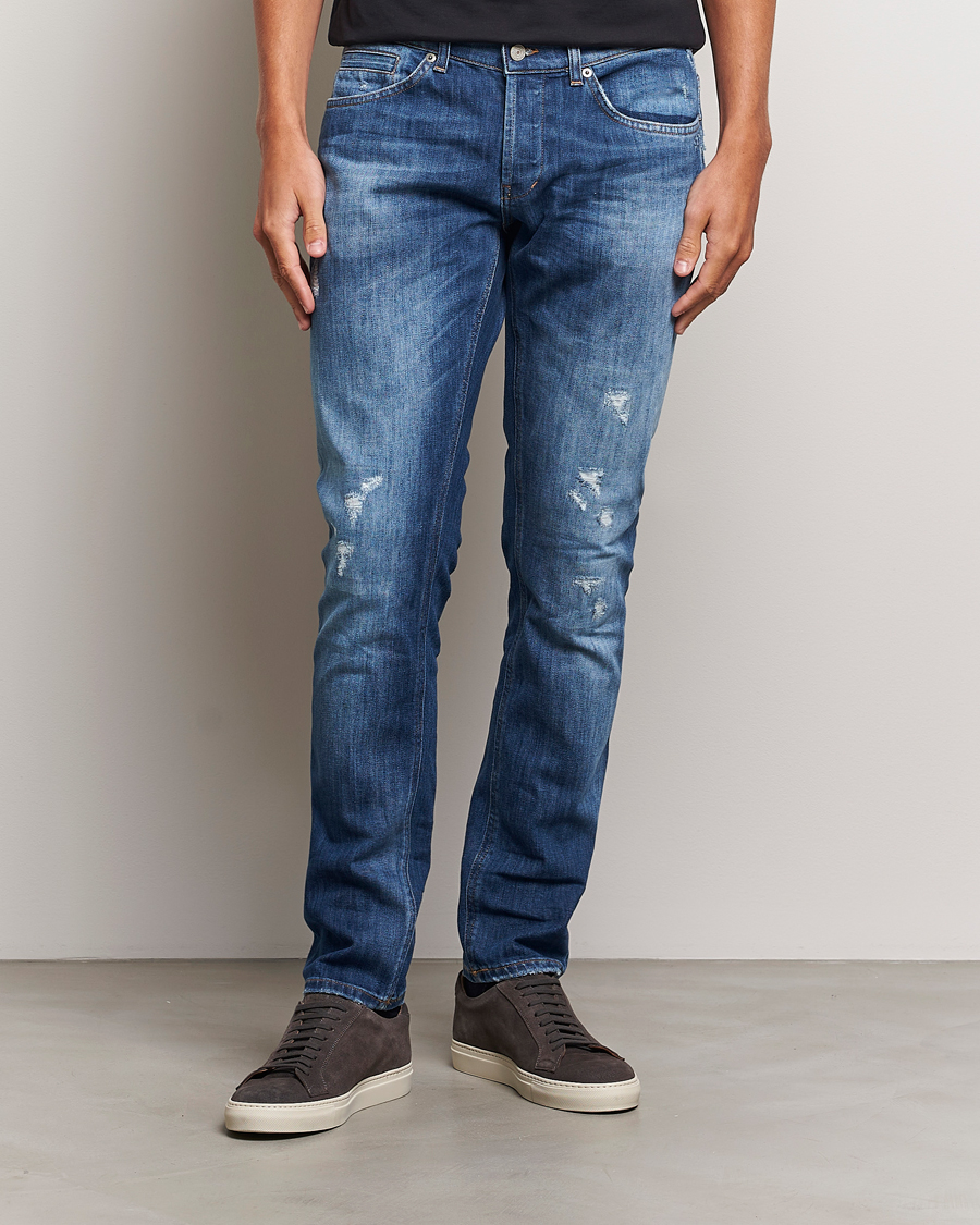 Heren | Jeans | Dondup | George Light Distressed Jeans Medium Blue
