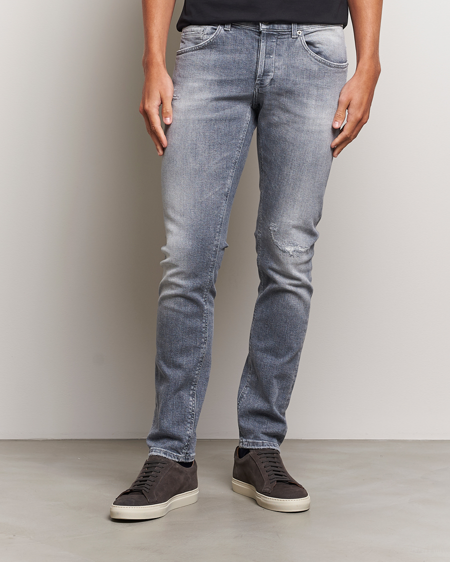 Heren | Jeans | Dondup | George Light Distressed Jeans Light Grey