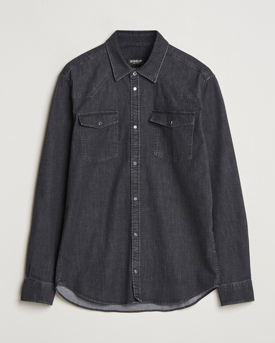 Heren | Overhemden | Dondup | Slim Fit Denim Shirt Washed Black