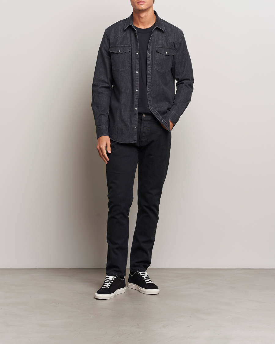 Heren | Overhemden | Dondup | Slim Fit Denim Shirt Washed Black