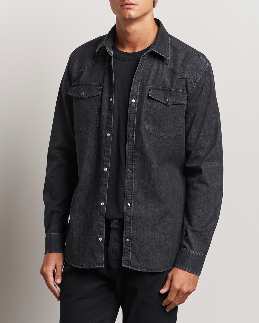 Heren | Overhemden | Dondup | Slim Fit Denim Shirt Washed Black